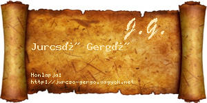 Jurcsó Gergő névjegykártya